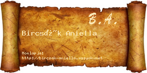 Bircsák Aniella névjegykártya